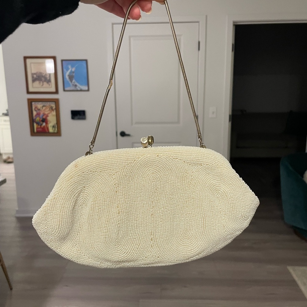 Beaded White Bag